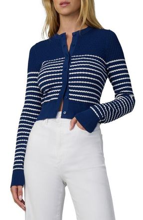 Joe's The Dani Stripe Pointelle Cardigan in Royal Blue/Milk Stripe at Nordstrom, Size X-Small