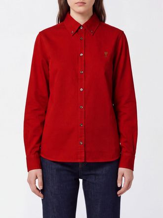 Ami Embroidered Logo Button-Down Cotton Shirt