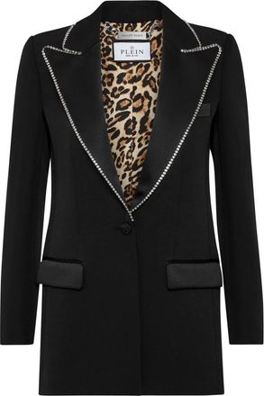 Philipp Plein Cady/Satin Boxy Blazer Teddy Bear - Dames - Blazers - Zwart - S - Katoen - Jassen