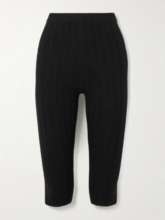 The Elder Statesman Leggings Cropped In Cashmere A Coste Diana - Nero