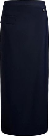 12 Storeez asymmetric faux-wrap midi skirt - Blue