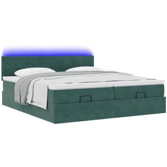 vidaXL Vidaxl - Estructura De Cama Otomana Colchones Terciopelo Verde Oscuro