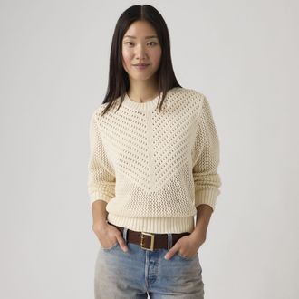 Levi's Gaelle Crochet Pullover - Womens - XS - Beige / Rutabaga