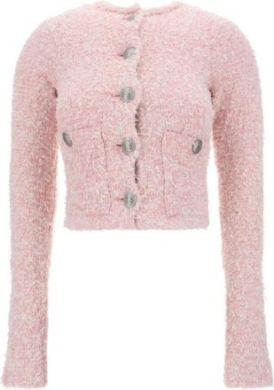 Balenciaga Cardigans, female, Pink, Size: L Sequin Cropped Cardigan
