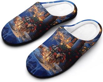 Generic Candlelight Dinner Coastal Balcony Mens Slippers Comfortable And Non-slip Cotton Slipper Shoe for House