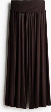 H&M Gathered Viscose Trousers in Dark Brown at Nordstrom, Size Xx-Large