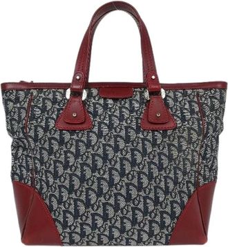 Dior Pre-owned Handbags, female, Blue, Size: ONE SIZE Pre-owned Vintage trotter zip tote