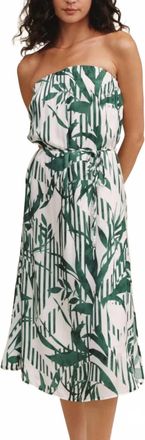 Bella Dahl Flowy Strapless Midi Dress In Palm Paradise Print