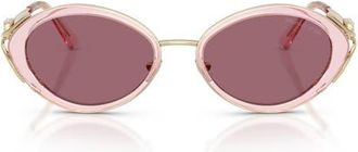 Michael Kors Key West 53mm Oval Sunglasses in Bouquet Pink /Plum Blue at Nordstrom
