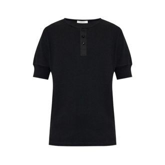 Christophe Lemaire T-Shirts, male, Black, Size: M Rib Henley Top