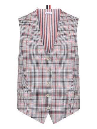 Thom Browne plaid waistcoat - Grijs