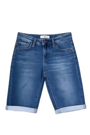 Kancan Womens Midrise Cuffed Bermuda Short In Blue