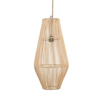 Bazar Bizar L&aacute;mpara colgante de rat&aacute;n en marr&oacute;n 30x30x60 cm