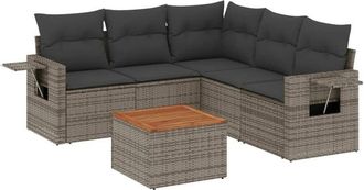 vidaXL Vidaxl - Set De Muebles De Jard&iacute;n 6 Pzas Y Cojines Rat&aacute;n Sint&eacute;tico Gris