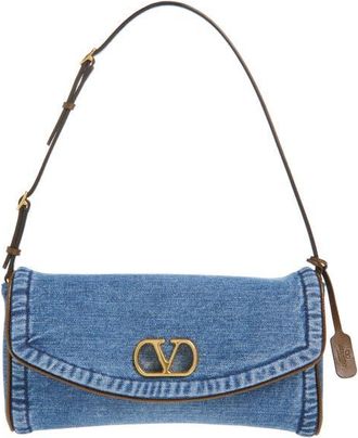 Valentino Garavani Small DeVain Denim Clutch at Nordstrom
