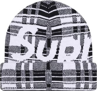 SUPREME Big Logo Beanie White Plaid SUP-FW23-2439