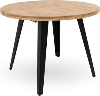 Home Heavenly Home Heavenly - Mesa Comedor Redonda Extensible Estilo Industrial Bergi. Mesa De 100 Cm Di&aacute;metro. 2 Tramos Extensi&oacute;n Hasta 180 Color : Roble -patas Ne