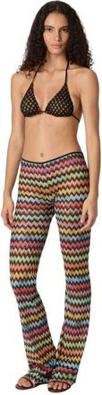 Missoni Flared Pants In Lam&eacute; Viscose With Micro Zigzag Pattern in Black & Multicoloured at Nordstrom, Size 42 It