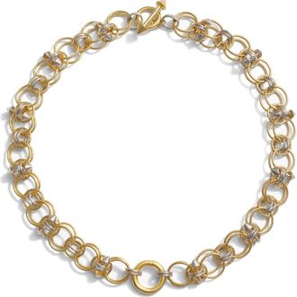 Awe Inspired Chain Mail Toggle Charm Collar in Gold Vermeil Sterling Silver at Nordstrom