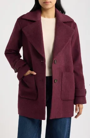 Bernardo Wool Blend Coat in Cherry Lacquer at Nordstrom, Size Xx-Large