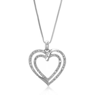 Vir Jewels 1/14 cttw Lab Grown Diamond Heart Pendant Necklace in Sterling Silver with Chain For Women