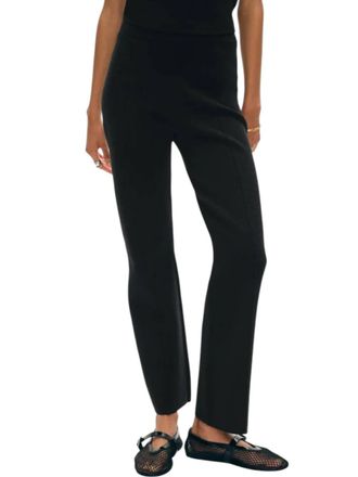 White + Warren Superfine Knit Kick Flare Pants In Black