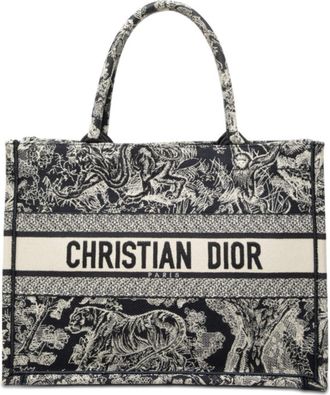 Dior Navy White Canvas Tote Bag (Pre-Owned)