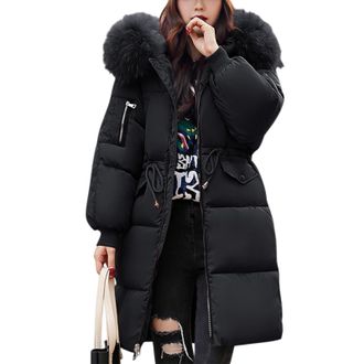 Generic Winter Jackets for Women Quilted Down Long-Length Puffer Coat Ladies Coat Warm Outwears Jacket Waterproof Slim with Fur Hood Plus Size