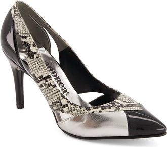 Andrea Womens Premium High Heels Python Stilettos Pumps In Silver
