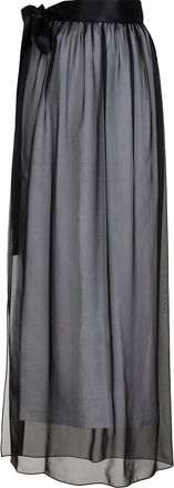 Dolce & Gabbana Black Silk Long Skirt-Donna