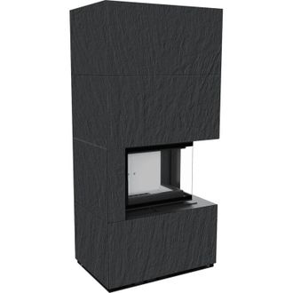 Kratki Kaminbausatz KRATKI FLOKI BOX rechts 8 kW &Oslash; 160 Quarzsinter NATURALI ARDESIA NERO A SPACCO