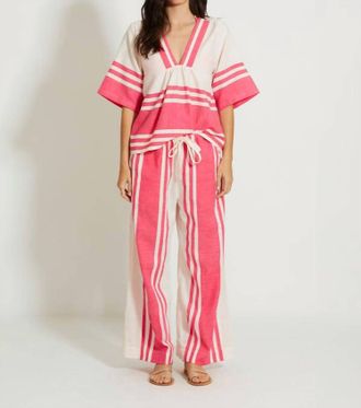 Lemlem Rita V Neck Top In Ayelu Fragaria