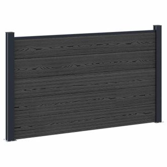 vidaXL Panel De Valla Wpc Y Aluminio Negro Vidaxl