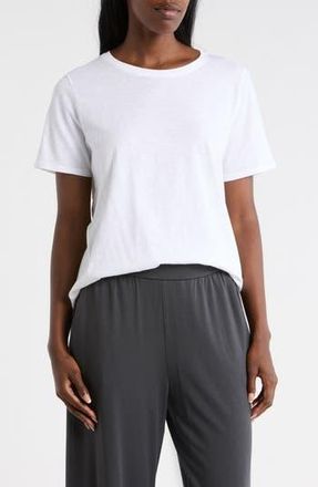 Eileen Fisher Crewneck Short Sleeve Organic Cotton T-Shirt in White at Nordstrom Rack, Size X-Large