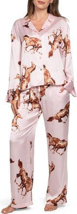 Midnight Bakery Print Satin Pajamas in Peach at Nordstrom, Size X-Small