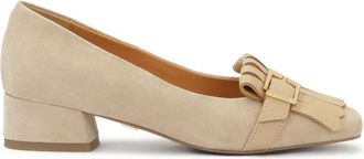 Kazar Lage pumps in su&egrave;de en glad leer - Dames - Pumps - Beige - 36 EU - Leer - Schoenen