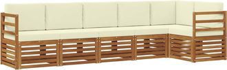 vidaXL Conjunto De Sof&aacute;s De Exterior 6 Uds. Natural Y Crema Poli&eacute;ster Vidaxl
