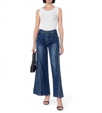 E.L.V. Denim Siouxie Wide Leg Jean In Dark Blue