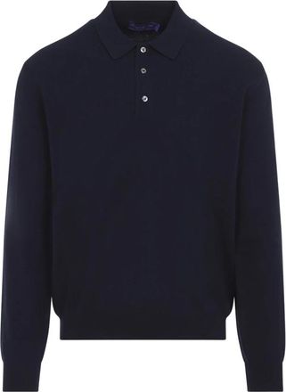 Ralph Lauren L/S Knit Polo - Heren - Polos - Blauw - L - Tops