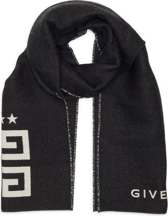 Givenchy Reversible Intarsia 4G Wool & Silk Scarf in Black White at Nordstrom Rack