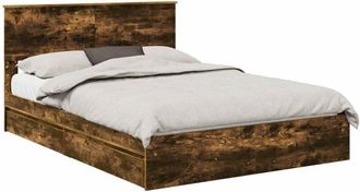 vidaXL Storage Bed with Drawer Smoked Oak 140 x 190 cm Engineered Wood vidaXL