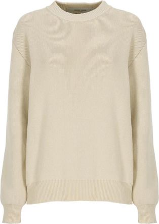 Golden Goose Beige Katoenen Trui met Ronde Hals - Dames - Ronde hals truien - Beige - M - Katoen - Truien & Vesten