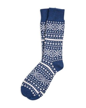 Celtic & Co. Fair Isle Sock in Denim /Ecru at Nordstrom, Size X-Large