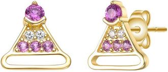 Rachel Glauber 14K Plated Cz Triangular Earrings