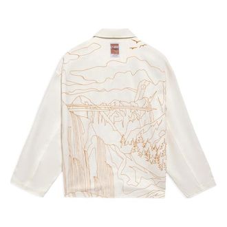 Li-Ning Back landscape Pattern Printing lapel single breasted Jacket White AFDS237-2