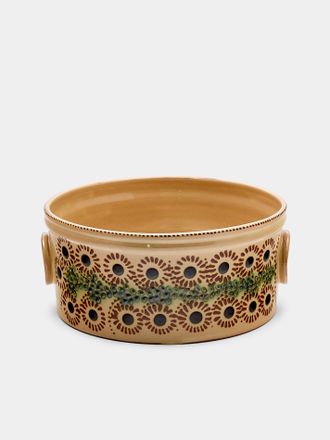 Poterie d'Évires Flowers Hand-Painted Ceramic Round Pie Dish