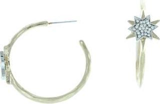 Olivia Welles 14K Gold Plated Pave Crystal Burst Hoop Earrings in Gold /Clear at Nordstrom Rack