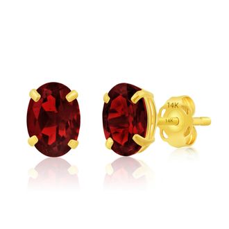MAX + STONE 14k Yellow or White Gold 7x5mm Oval Stud Earrings with Push Backs