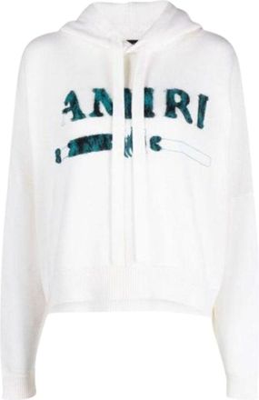 Amiri Leopard MA Bar-logo witte gebreide hoodie