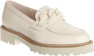 Gabor Womens Buckle Instep Loafer In Ivory Leather